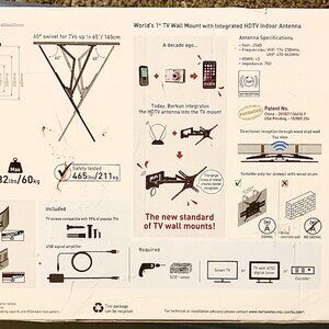 Barkan 13-90" Full Motion TV Mount with Integrated Indoor Antenna - Universal
